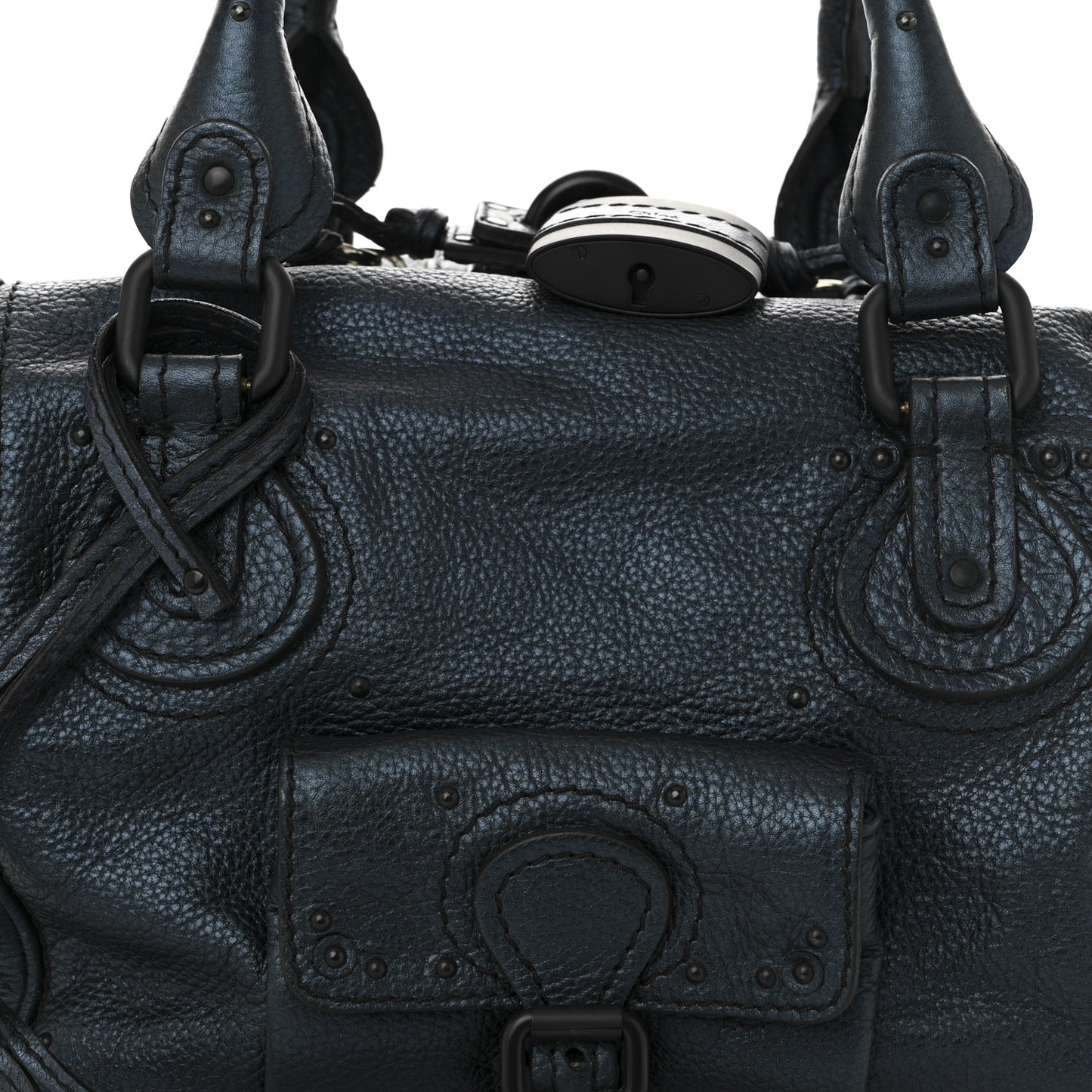 Calfskin Paddington Front Pocket Tote Bleu Nuit