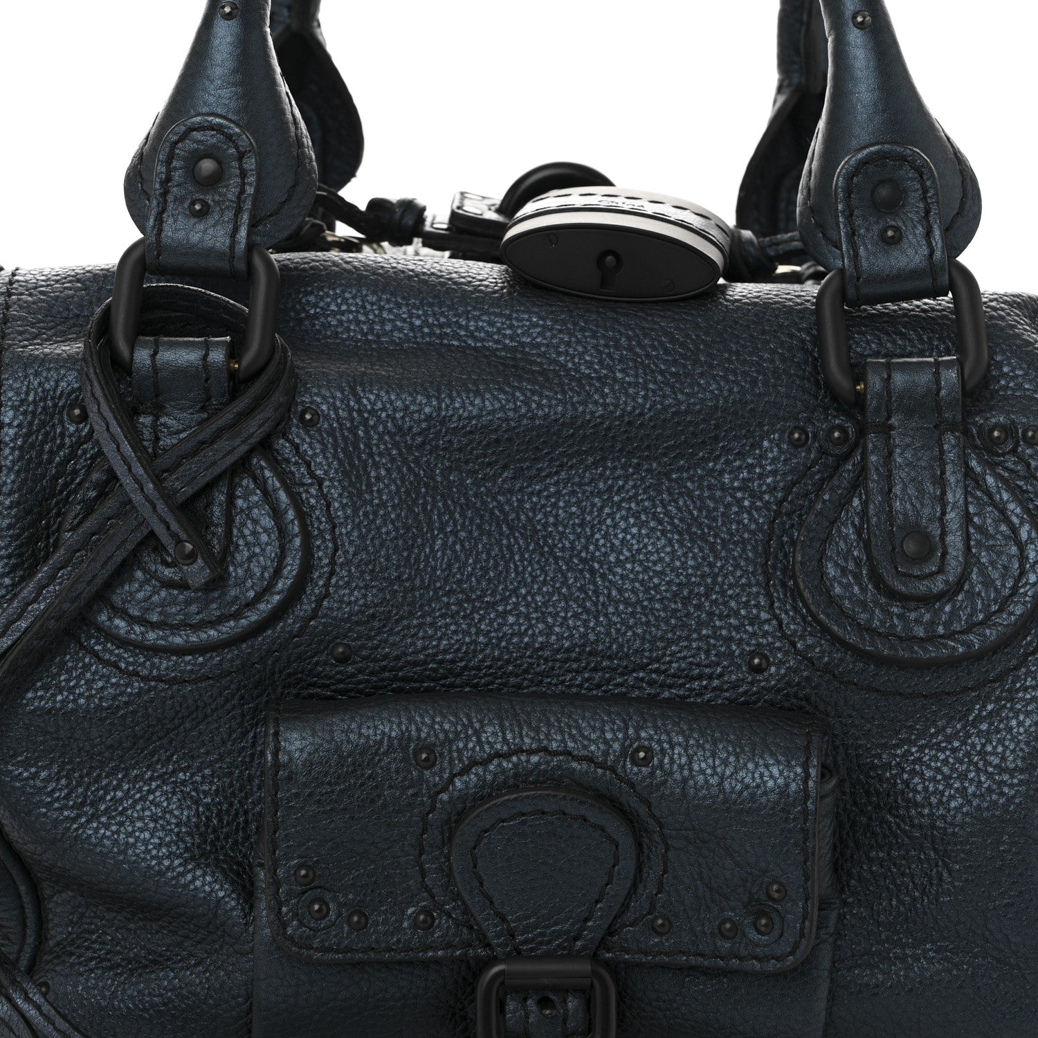 Chloe Calfskin Paddington Front Pocket Tote Bleu Nuit 8 of 10