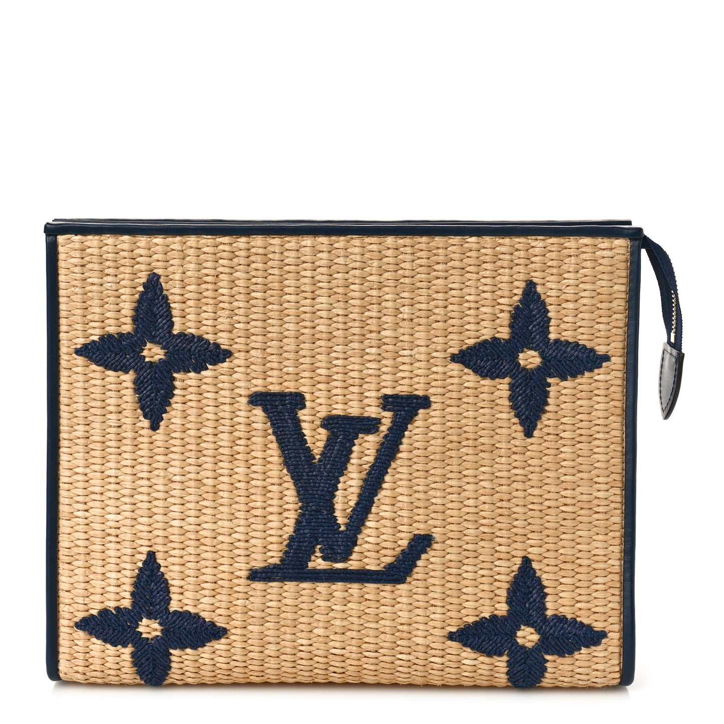 Raffia Calfskin Monogram Giant Toiletry Pouch 26 Blue