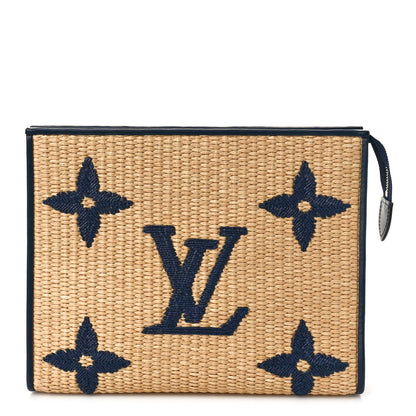 Louis Vuitton Raffia Calfskin Monogram Giant Toiletry Pouch 26 Blue 1 of 11