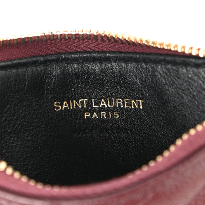 Saint Laurent Grain De Poudre Matelasse Chevron Monogram Fragments Zippered Card Case Rouge Legion 6 of 8