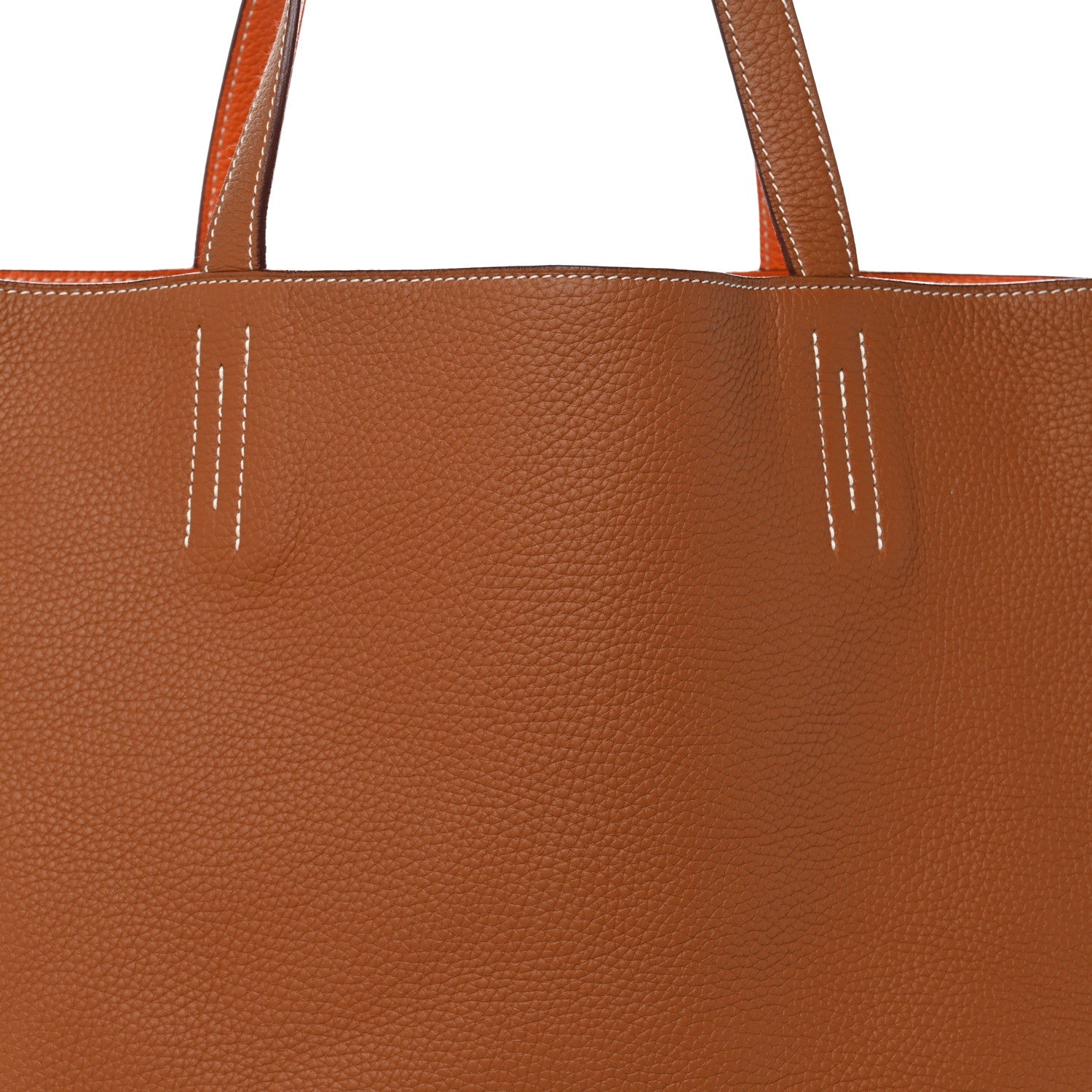 Hermes Taurillon Clemence Double Sens 45 Reversible Tote Orange Gold 12 of 17