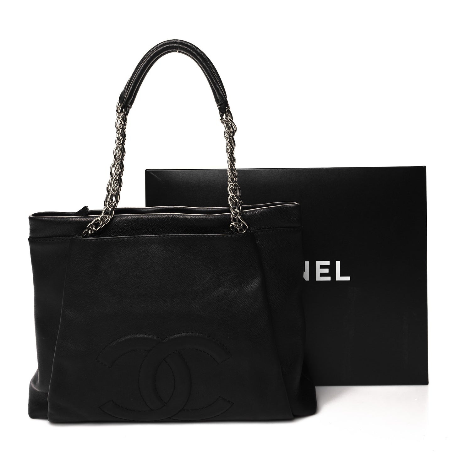 Caviar Large CC Tuck Tote Black