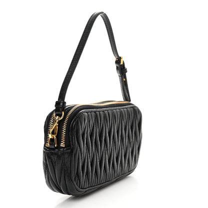 Miu Miu Nappa Matelasse Double Zip Pochette Clutch Black 3 of 12
