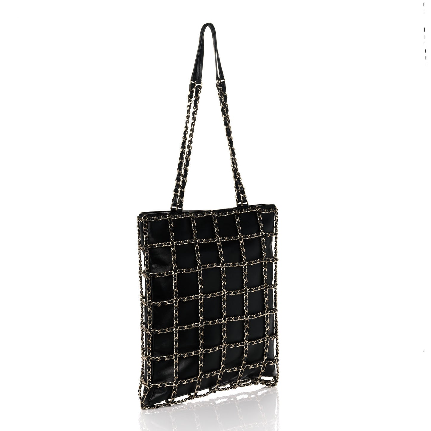 Lambskin Large Shopping Chain Tote Black