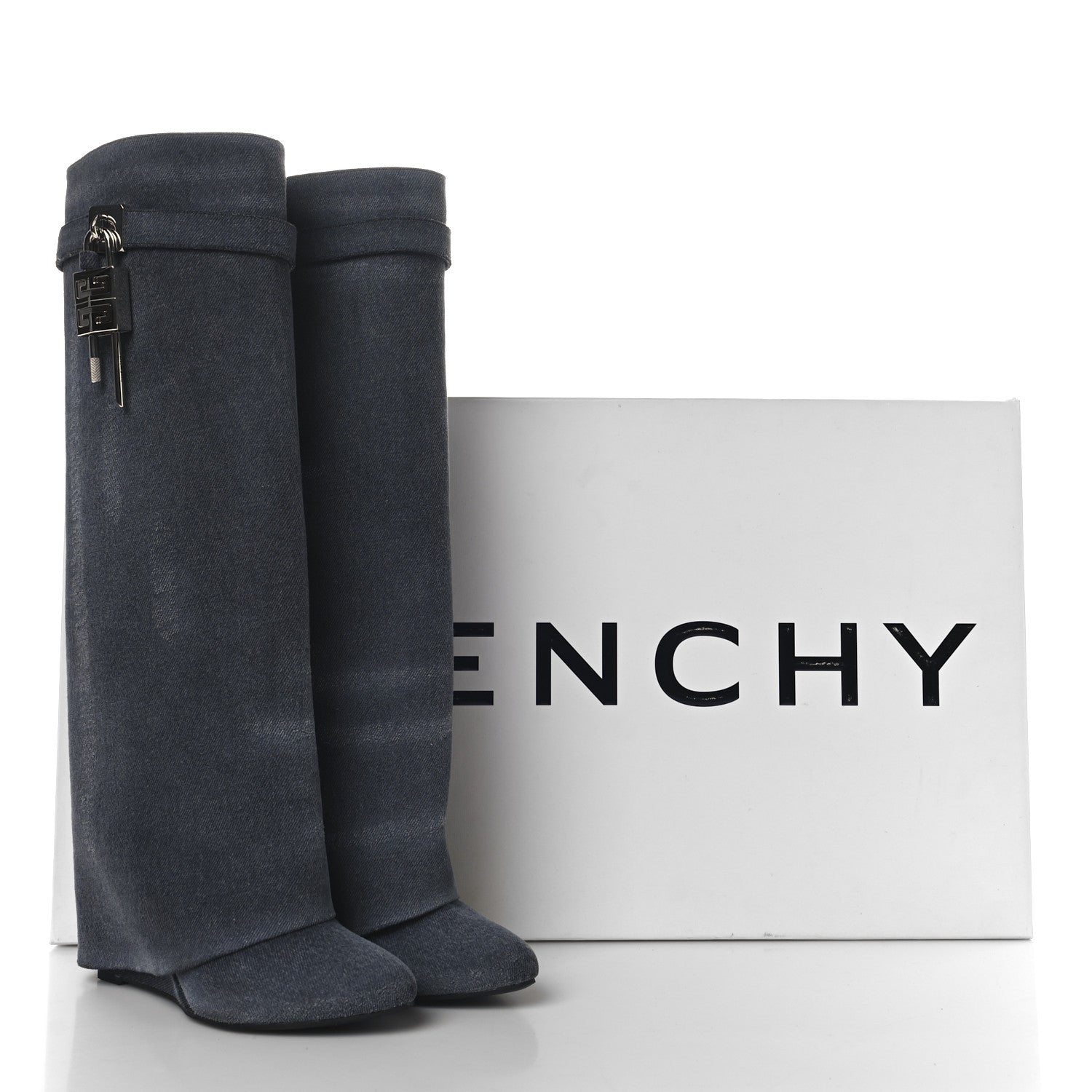 Givenchy Washed Denim Shark Lock Pant Boots 38 Black 9 of 9