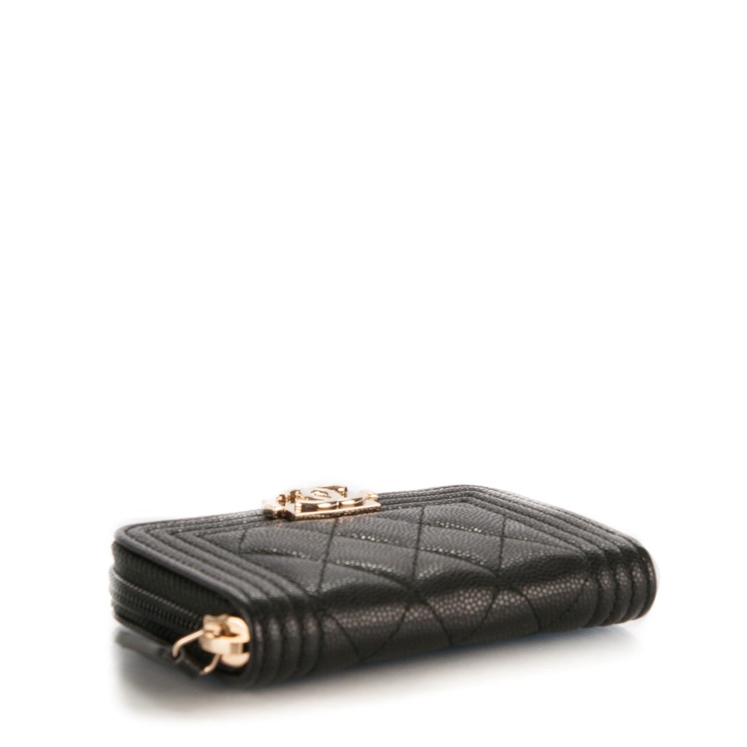 Chanel Caviar Quilted Boy Zip Around Coin Purse Wallet Black 4 of 7