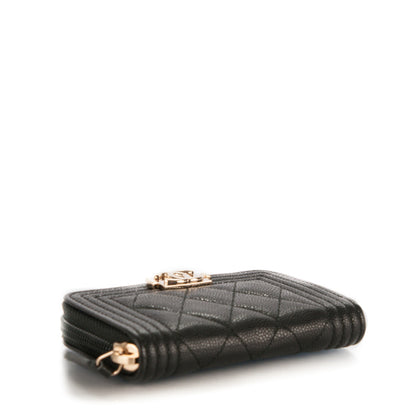 Chanel Caviar Quilted Boy Zip Around Coin Purse Wallet Black 4 of 7