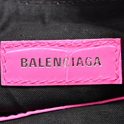 Balenciaga Extra Supple Calfskin Crocodile Embossed XS Le Cagole Shoulder Bag  Lipstick Pink 6 of 10