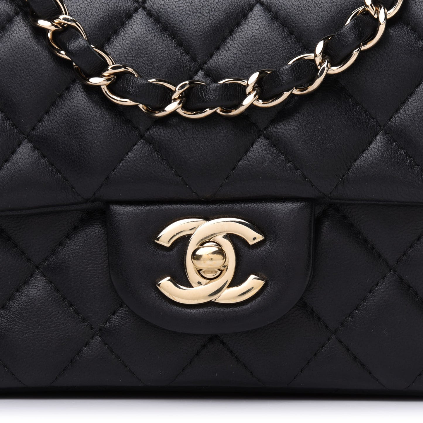 Lambskin Quilted Mini Rectangular Flap Black
