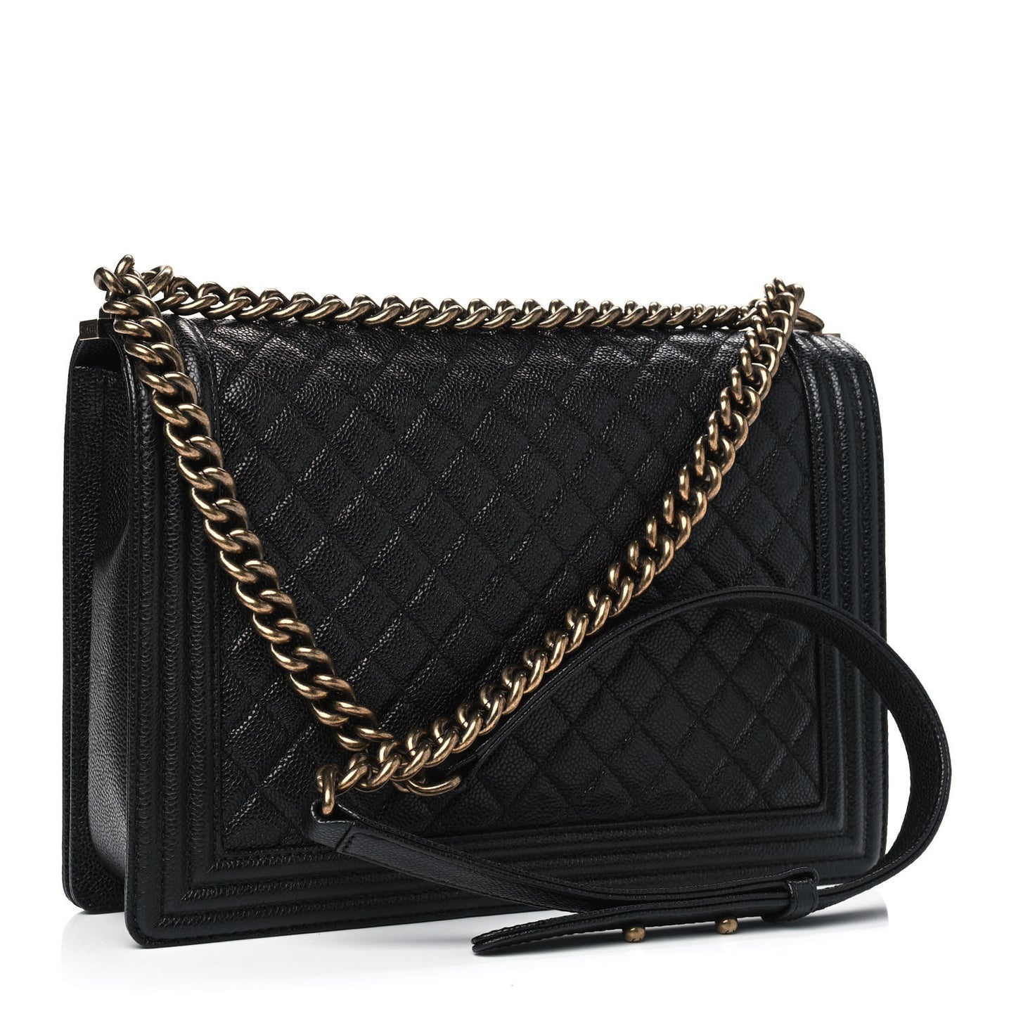 Caviar Quilted Large Boy Flap Black