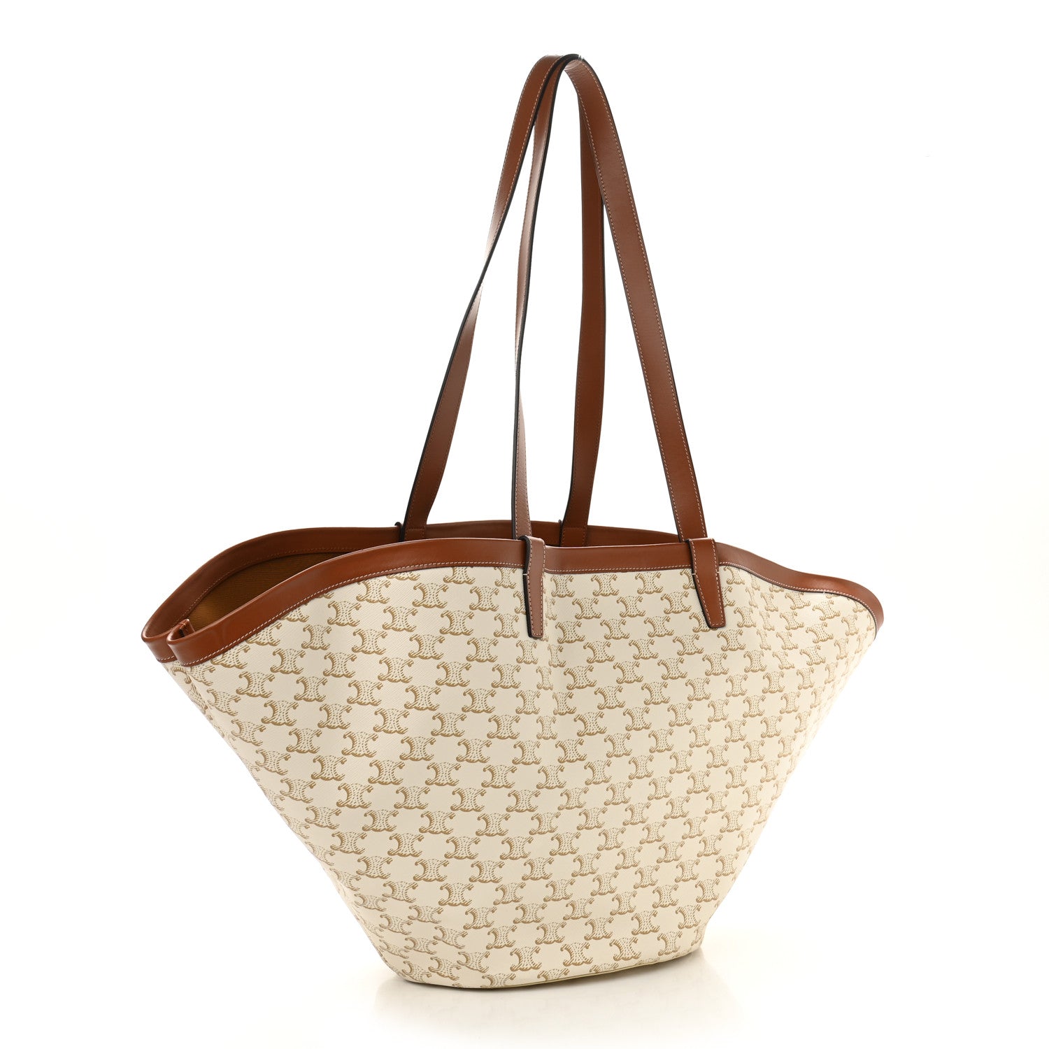 Celine Calfskin Canvas Triomphe Large Couffin White 3 of 11
