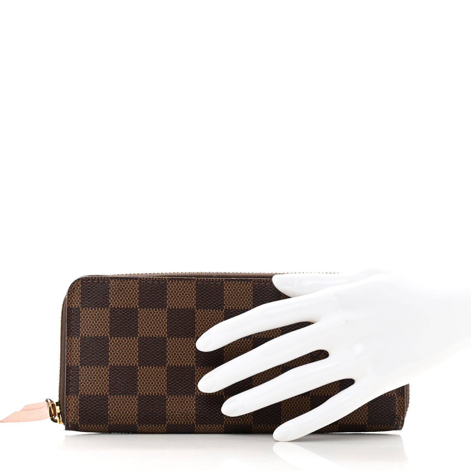 Louis Vuitton Damier Ebene Clemence Wallet Rose Ballerine 2 of 9