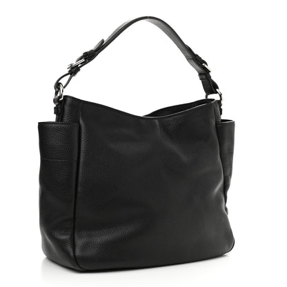 Prada Vitello Daino Side Pocket Hobo Black 3 of 12