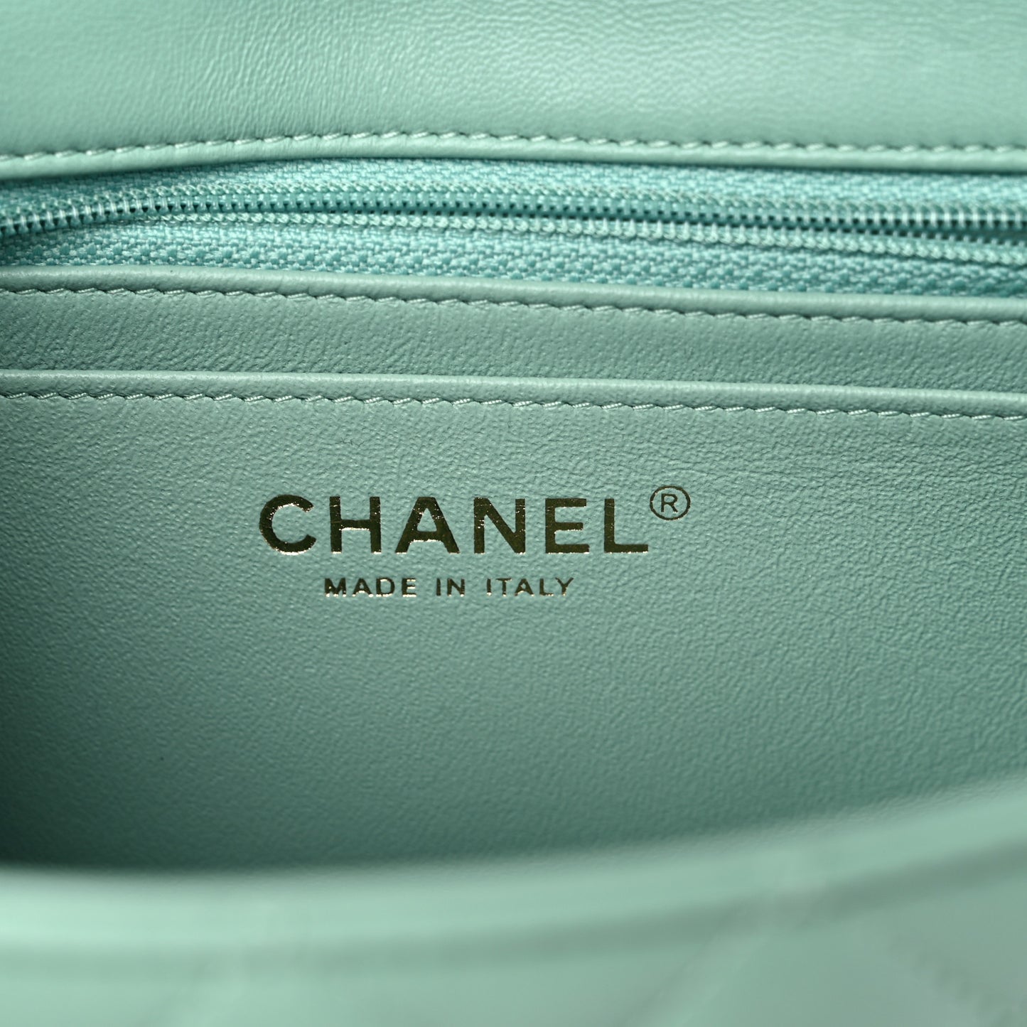 Lambskin Quilted Mini Rectangular Flap Light Green