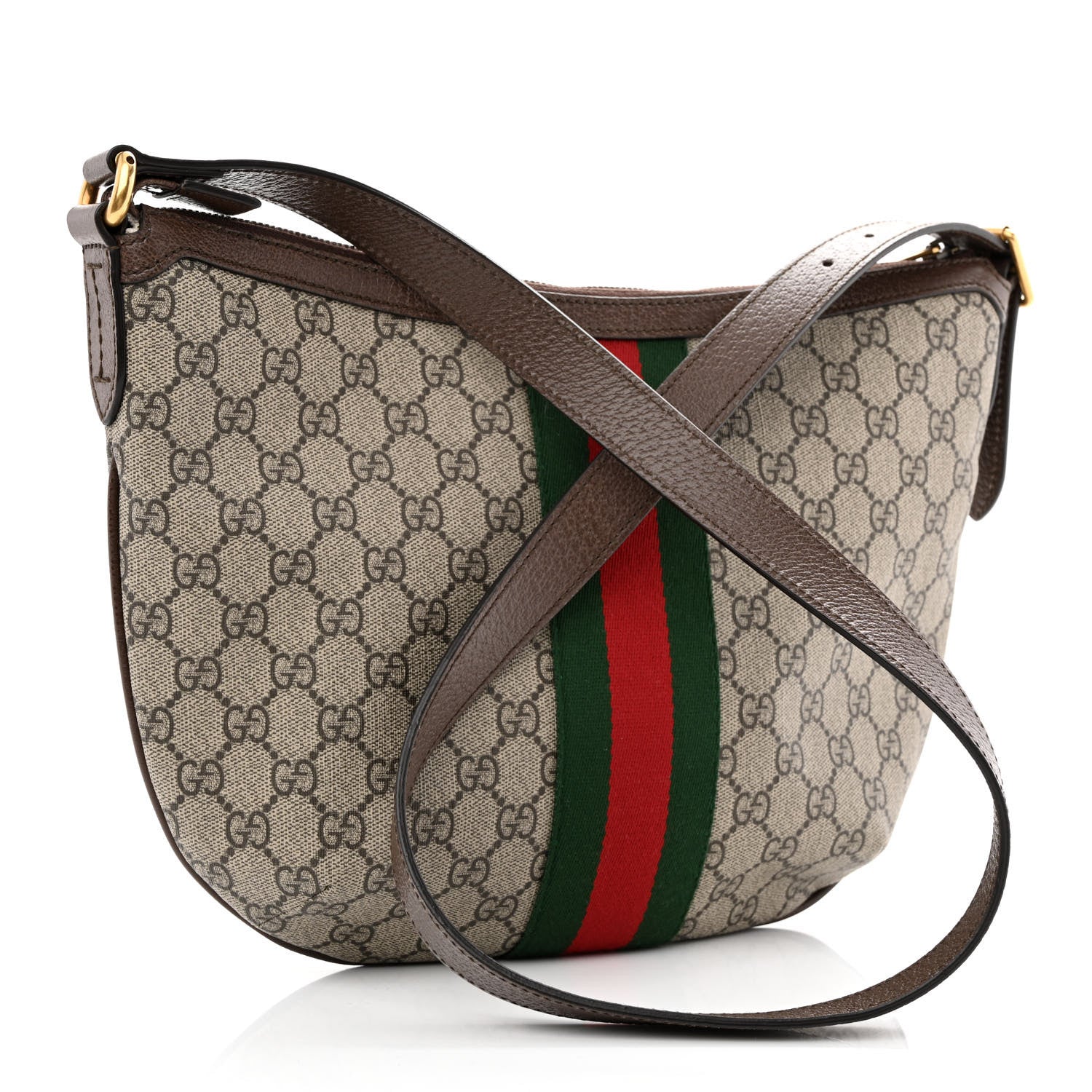 Gucci GG Supreme Monogram Web Small Ophidia Half Moon Hobo Brown 3 of 10