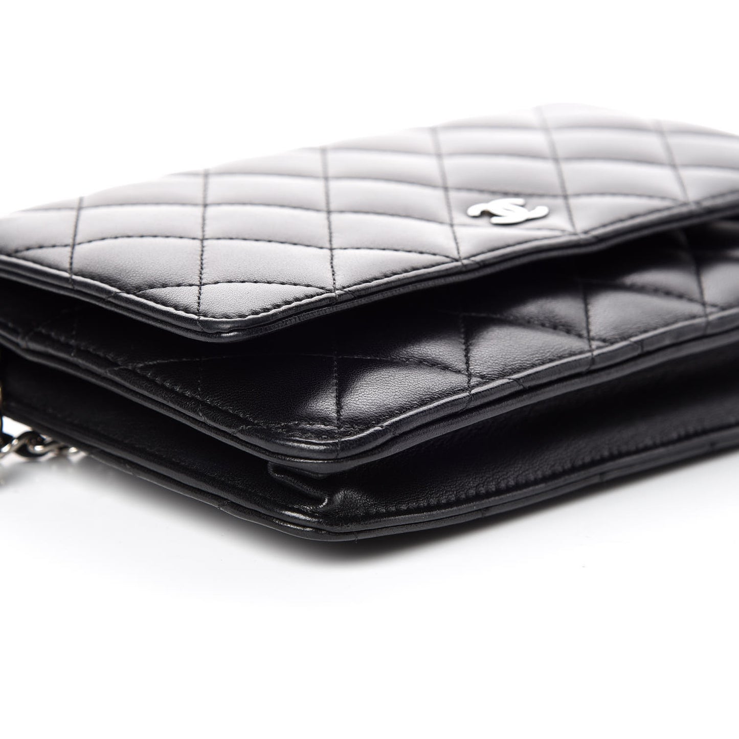 Lambskin Quilted Wallet On Chain WOC Black