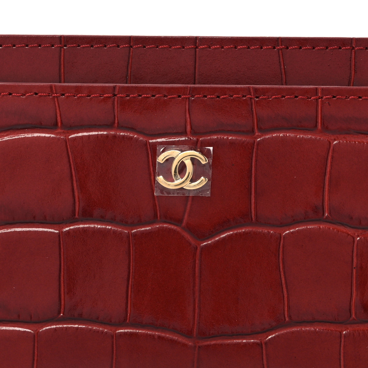 Chanel Calfskin Crocodile Embossed Crococo Card Holder Burgundy 8 of 9