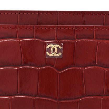 Chanel Calfskin Crocodile Embossed Crococo Card Holder Burgundy 8 of 9