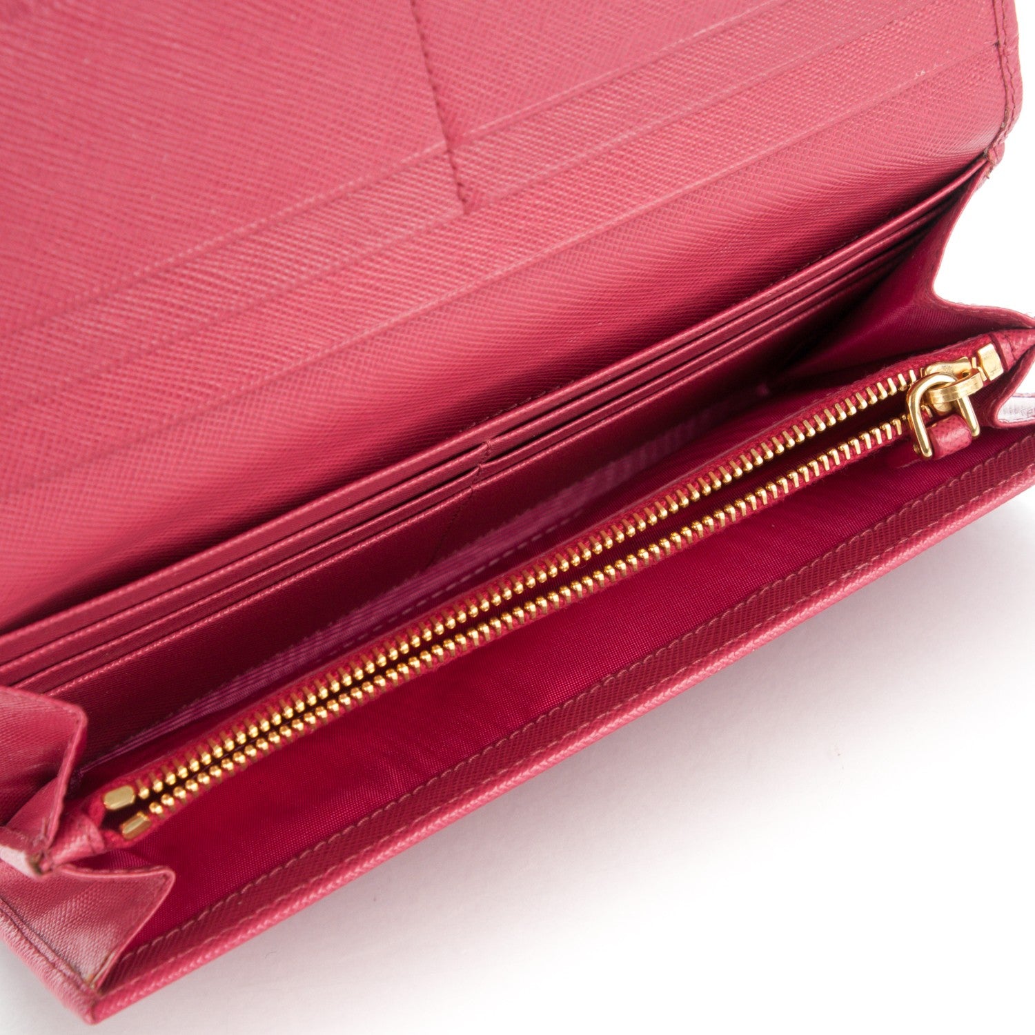 Prada Saffiano Metal Continental Flap Wallet Peonia 5 of 9