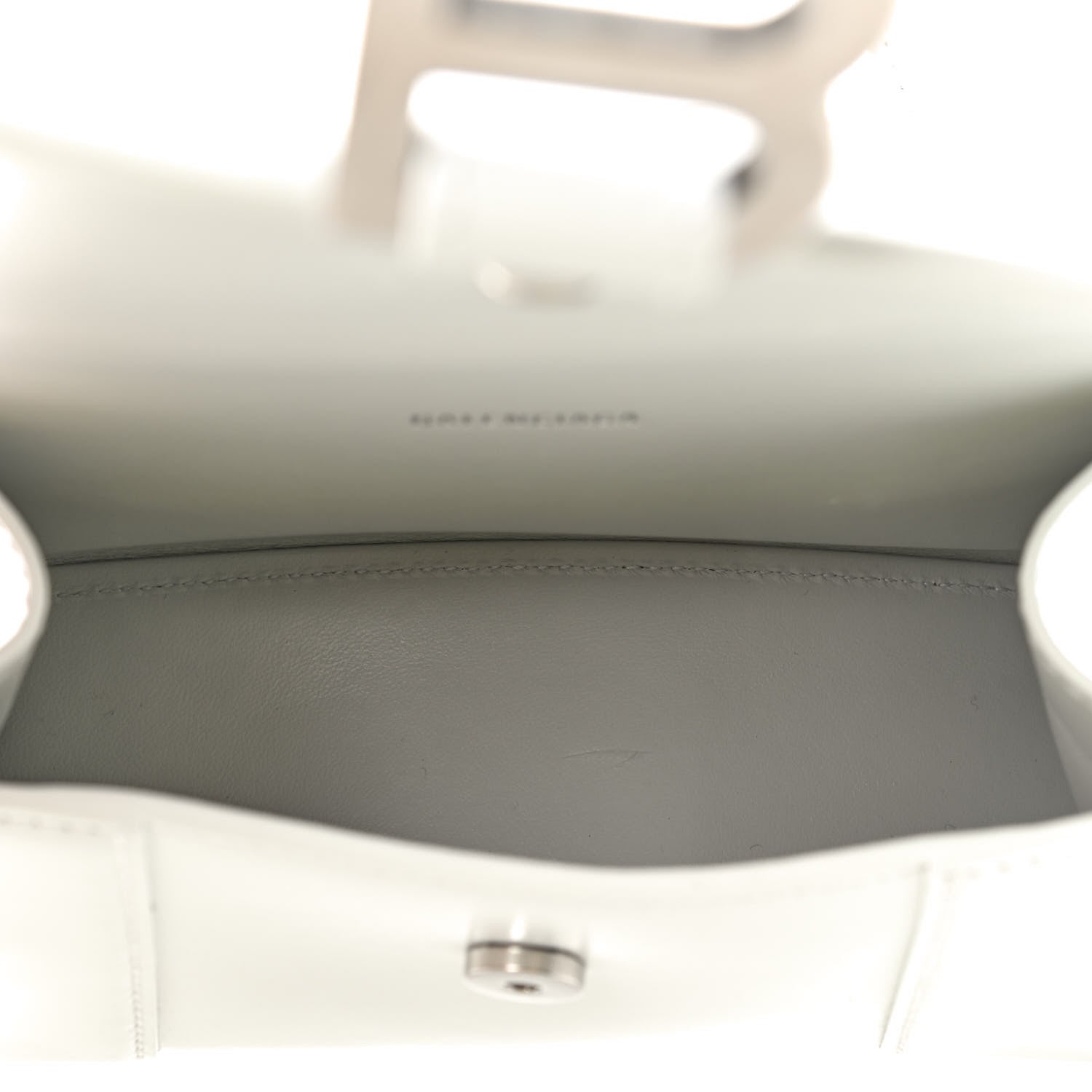Balenciaga Box Calfskin Graffiti Logo Hourglass Top Handle Bag XS White Light Silver 6 of 7