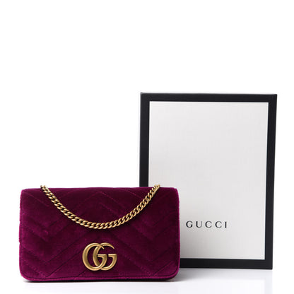 Gucci Velvet Matelasse GG Marmont Mini Bag Fuchsia Violet Cyclamen 10 of 10