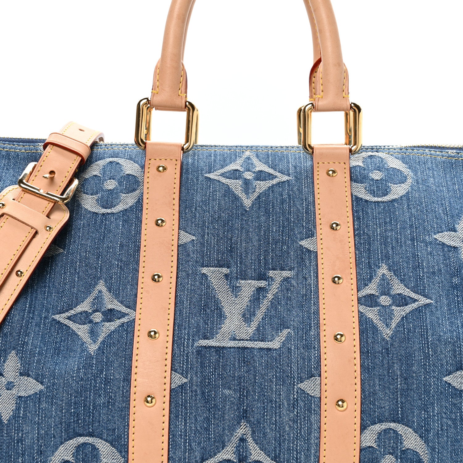 Louis Vuitton Denim Monogram New LV Remix Keepall Bandouliere 45 Blue 6 of 8