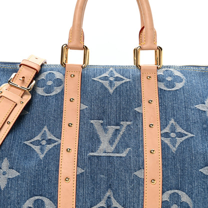 Louis Vuitton Denim Monogram New LV Remix Keepall Bandouliere 45 Blue 6 of 8