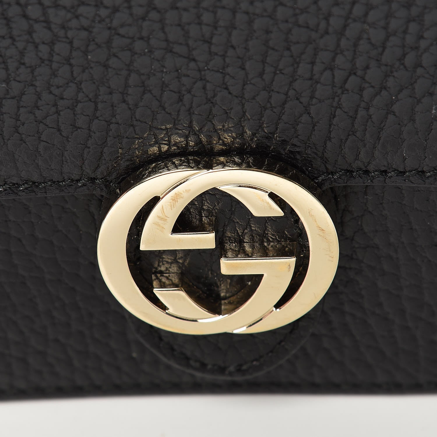 Gucci Dollar Calfskin Interlocking G Chain Wallet Black 11 of 12