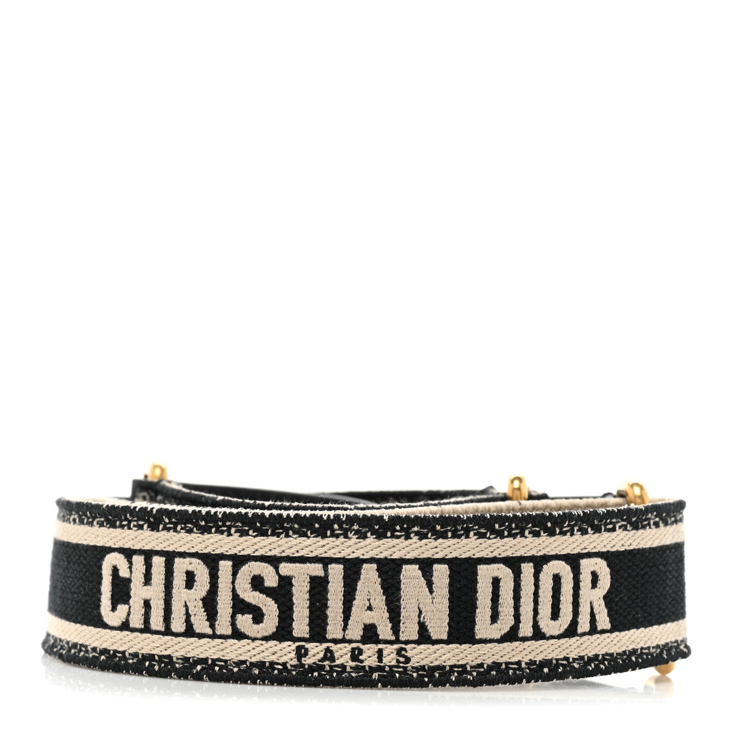 Christian Dior Canvas Embroidered Shoulder Strap Black 1 of 4