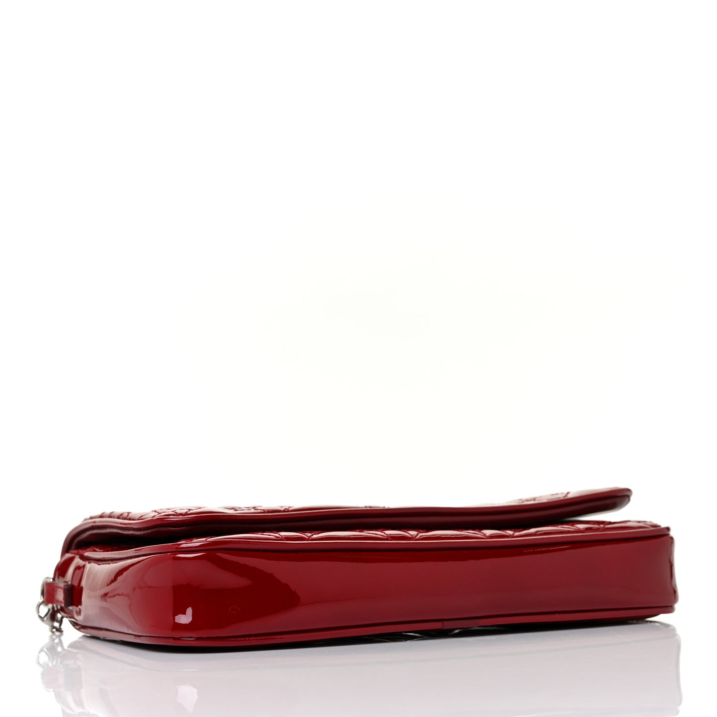 Patent Cannage Lady Dior Pochette in Red