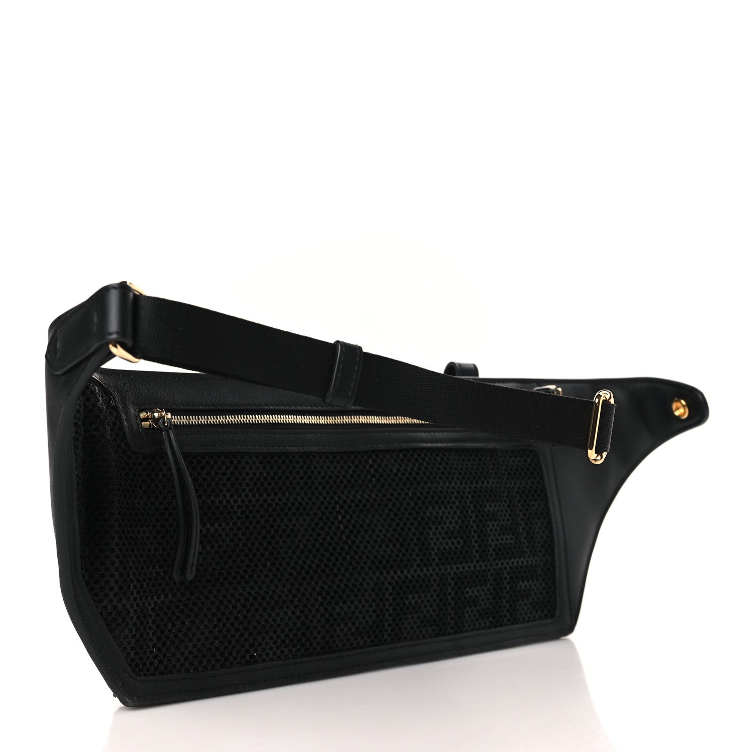 Fendi Vitello Grace Matte 3 Pocket Belt Pouch Black Soft Gold 3 of 8