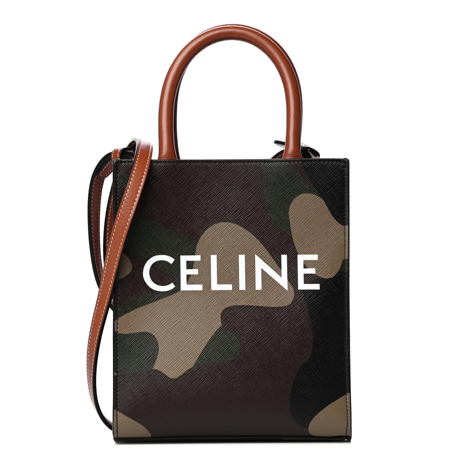 Celine Canvas Calfskin Mini Vertical Cabas Khaki 1 of 12