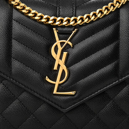 Saint Laurent Grain De Poudre Mixed Matelasse Triquilt Monogram Chain Wallet Black 8 of 11