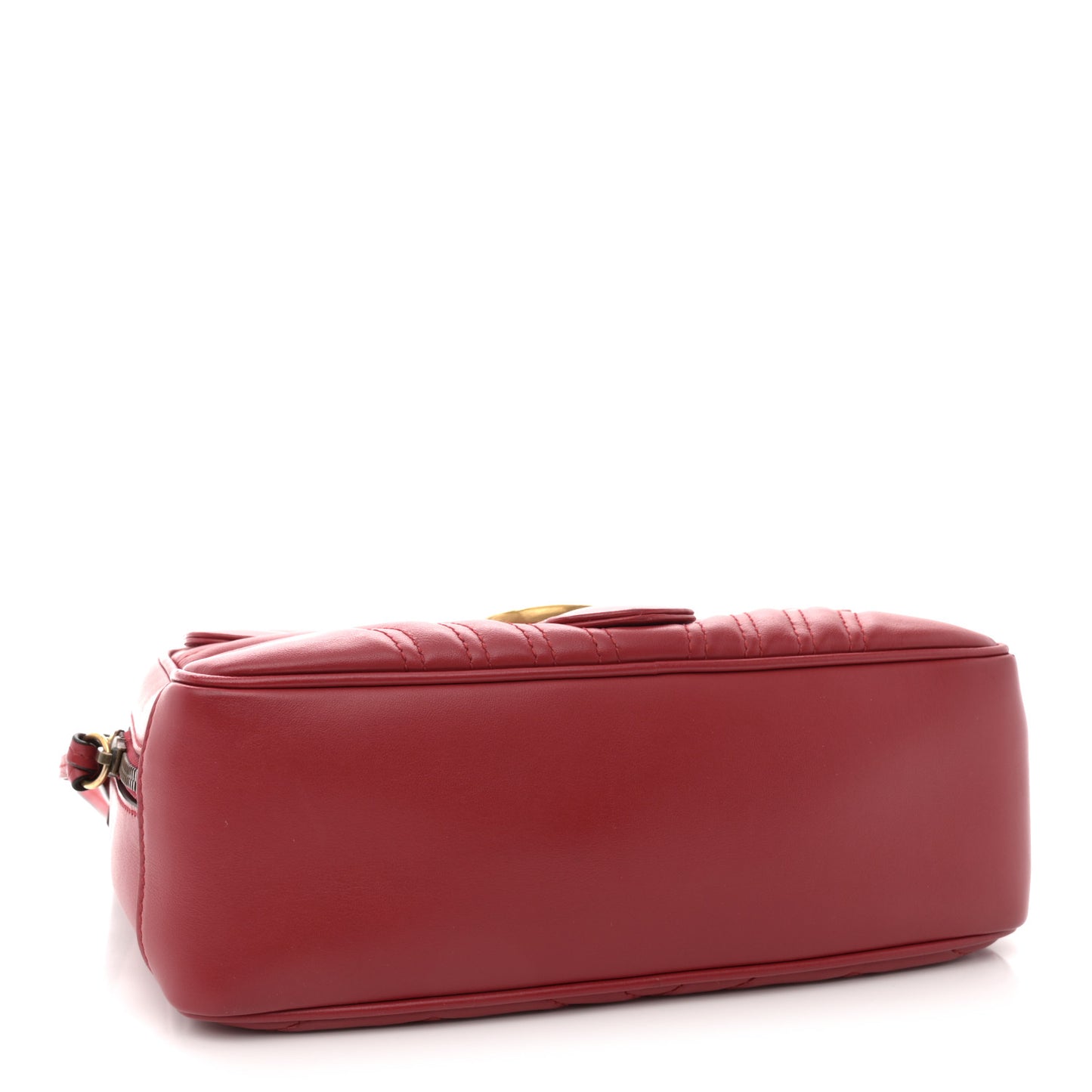 Calfskin Matelasse Sylvie Web Small GG Marmont Top Handle Shoulder Bag Hibiscus Red