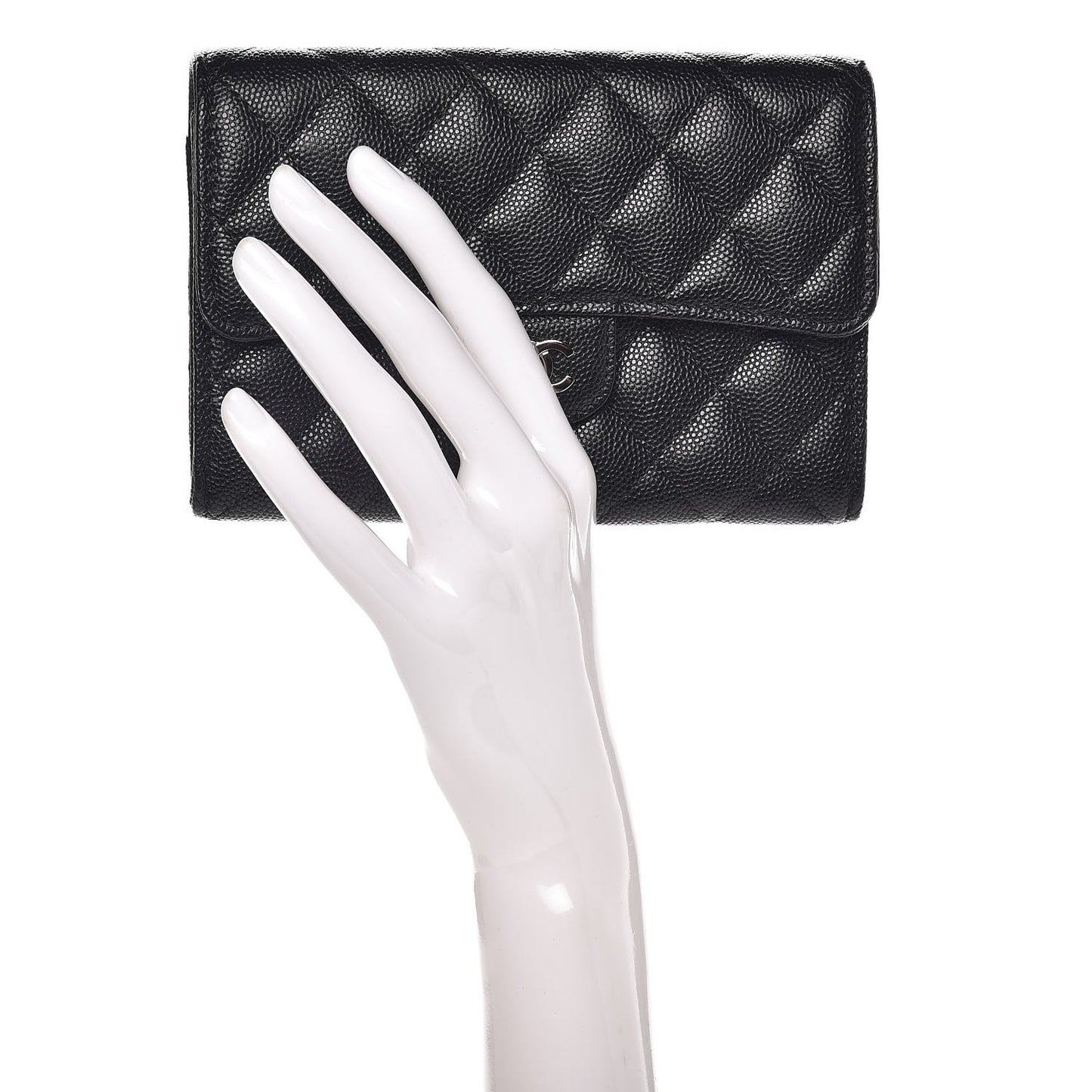 Caviar Quilted Medium Flap Wallet Black