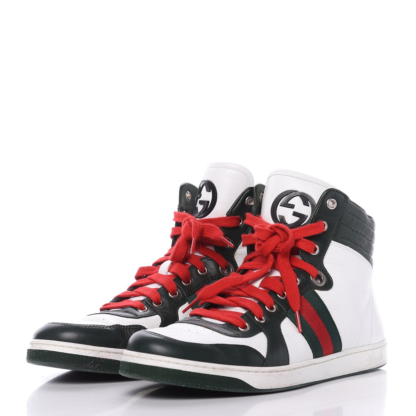Calfskin Web Coda High Top Sneakers 8.5 White