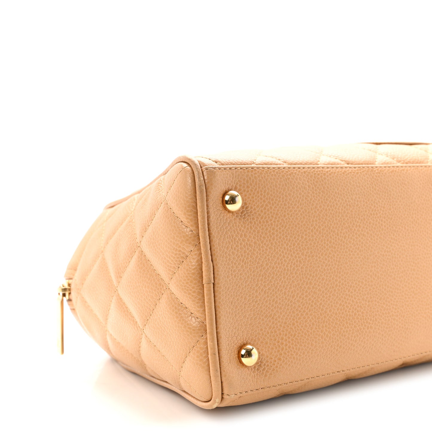 Caviar Quilted Large Bowler Bag Beige