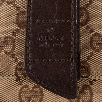 Gucci Monogram Medium Double Buckle Flap Messenger Bag Beige Dark Brown 8 of 11