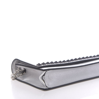 Valentino Garavani Metallic Calfskin Rockstud No Limit Wallet On Chain Silver 7 of 10