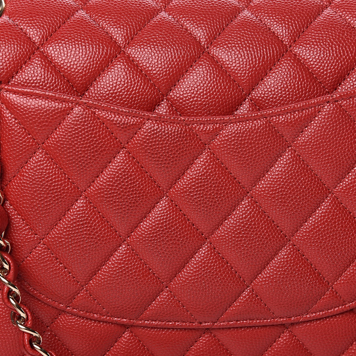 Caviar Quilted Medium Double Flap Red