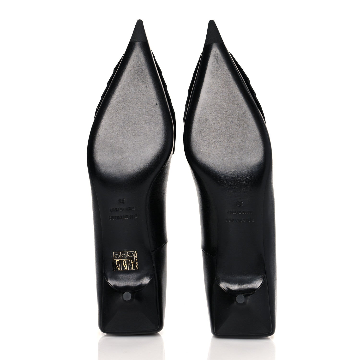 Balenciaga Shiny Kidskin Fringe Pointy Toe BB Knife Pumps 38 Black 5 of 8