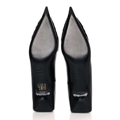 Balenciaga Shiny Kidskin Fringe Pointy Toe BB Knife Pumps 38 Black 5 of 8