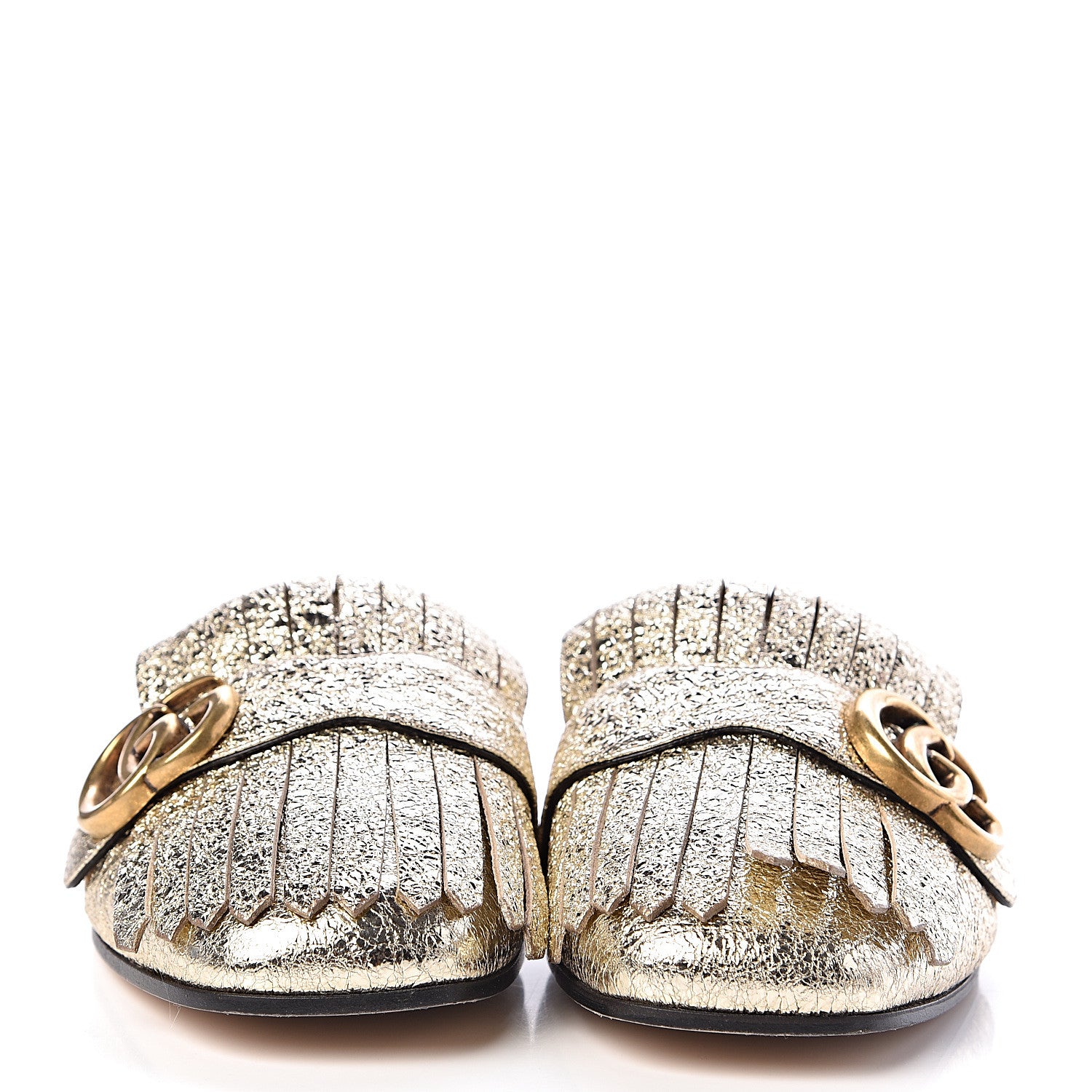 Gucci Galassia Womens GG Marmont Fringe Slippers 36.5 Platino 2 of 8