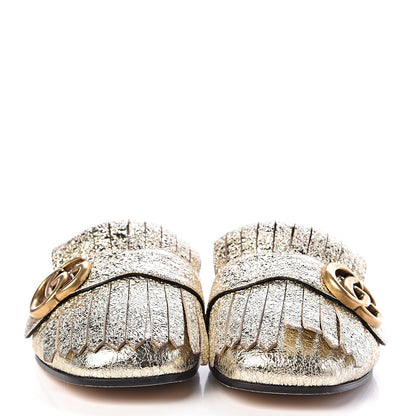 Gucci Galassia Womens GG Marmont Fringe Slippers 36.5 Platino 2 of 8