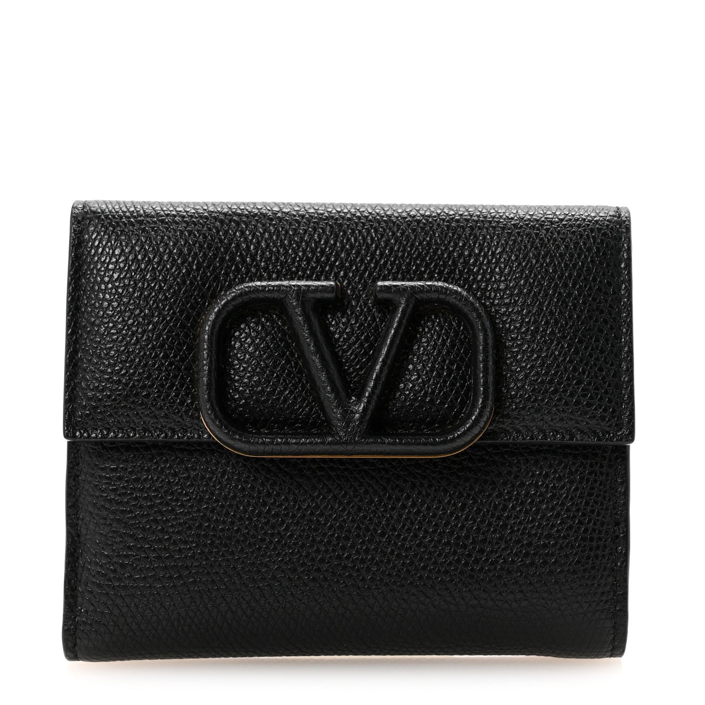 Grainy Calfskin VSling Compact Wallet Black