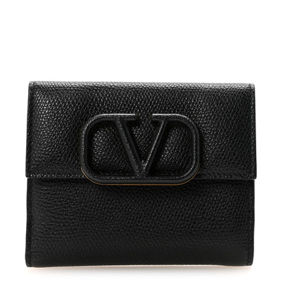Valentino Garavani Grainy Calfskin VSling Compact Wallet Black 1 of 6