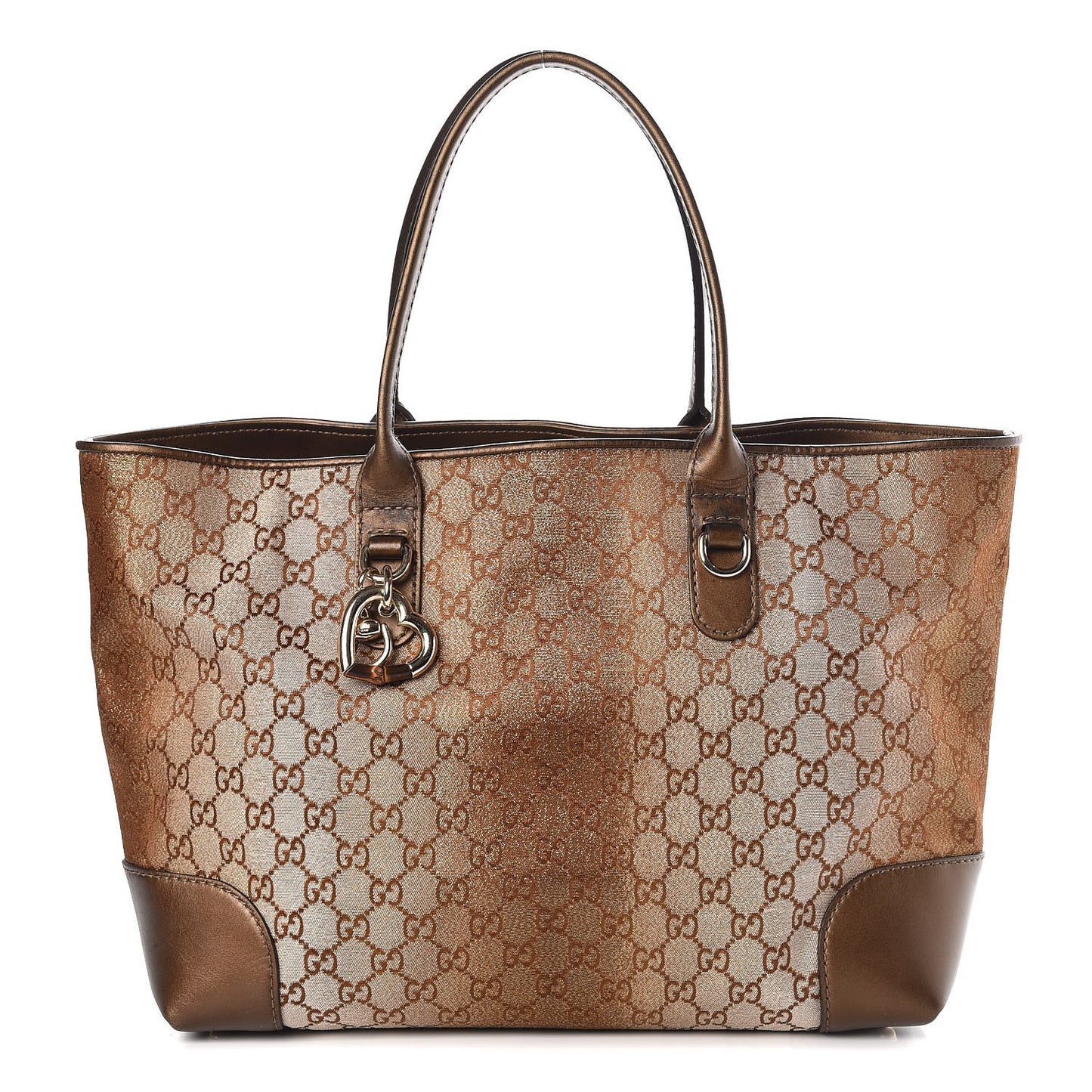 Monogram Lurex Heart Bit Charm Large Top Handle Tote Bronze