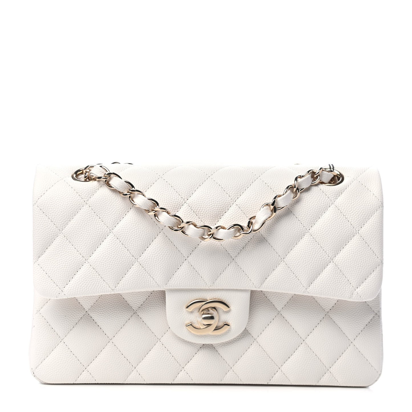 Caviar Quilted Small Double Flap White