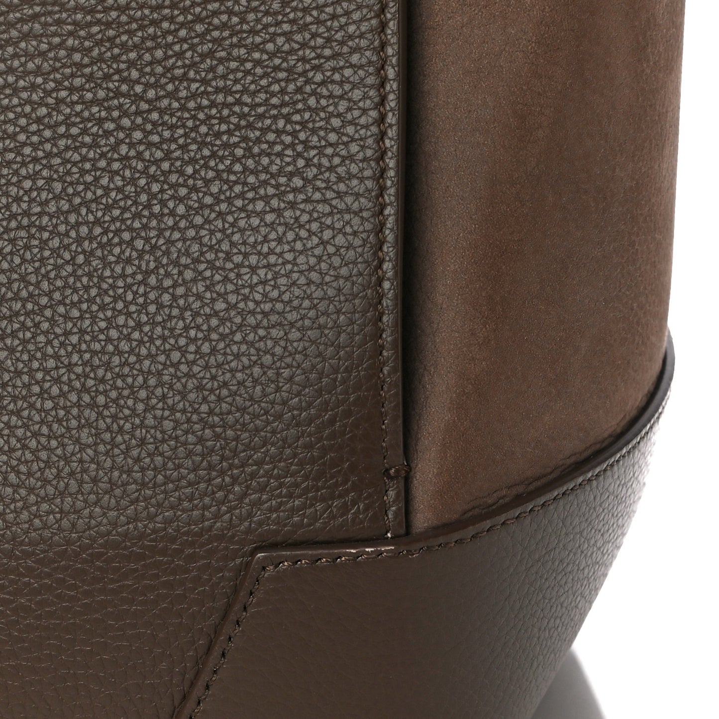 Suede Grained Calfskin Studded Large Eloise Satchel Brown